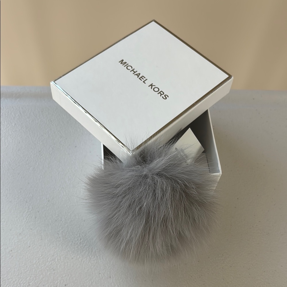 Michael Kors Gray Fur Pom Pom Bag Charm